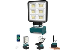 T-SUNUS LED Work Light for Makita 18V/20V Batteries, 48W 5200LM Flood Light with USB & Type C Charging, Low Voltage Protection, Site Lighting for Emergency Garage Workshop DIY(Blue)