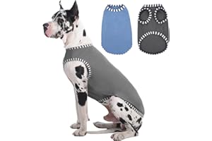Katzinst 2er Pack Hunde Sonnenschutz Hundeshirt für Extra Große Hunde, Uv Shirt Hund, Elastisches und Atmungsaktives Ärmellose Sommer Shirt für Däne Deutscher,Gehen, Laufen (Grau, Blau 5XL)