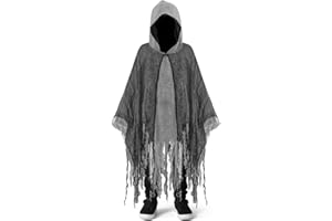 Superum 90 cm Ghost Cape Children, Ghost Halloween Cape with Hood Scary Ghost Halloween Costume Children for Boys Girls Grim Reaper Ghost Outfit Fancy Dress Party