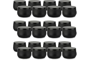 Twinkle Star 24 Tarros Metálicos Vacíos para Hacer Velas, Mini Tarros de 8 Oz, Accesorios Para Kits de Velas DIY, Tarros para Almacenar té Seco, Dulces, Especias, Regalos(Negro)