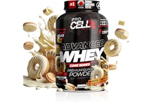 PROCELL SPORT SUPPORT Procell Proteinas Whey Advanced 2kg (Chocolate Blanco) Zero Azúcar, 21g de Proteina, 66 Servicios Whey Protein Concentrado y Aislado de Suero - Proteinas para Masa Muscular en Polvo para Batidos