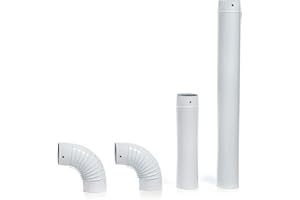 acerto 40566 Ofenrohr-Set, 120 mm Durchmesser - Emailliertes Rauchrohr für Kaminöfen (120 mm, weiß)