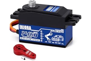 INJORA 14KG Low Profile Wing High Torque Digital Servo con Brazo de 25T para Vehículos RC 1/10 1/12, Coche de Turismo On-Road, Coche de Deriva, Helicóptero, Avión de ala Fija