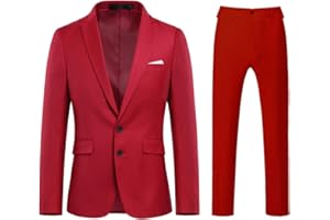 Allthemen Traje de Hombre de 2 Piezas de Color Liso con Dos Botones de Trabajo Business (Blazer + Pantalones)