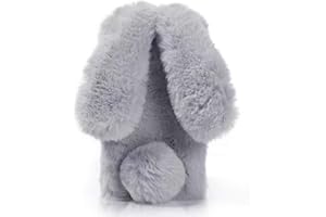 Didan Custodia per iPhone 14 PRO Max,Inverno Orecchio di Coniglio Faux Bunny Fur Morbido Carina Soffice Peloso Indietro Astuccio Caso Cover,Grigio