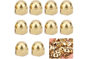 Beatific 10 dadi esagonali M6, in ottone, con testa a cupola, barra filettata e bullone filettato, dadi per cappelli per viti per protezione in interni ed esterni