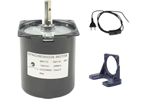 CHANCS CAHNCS Motor de reducción síncrono reversible 68KTYZ 100RPM 220V Soporte de motor de reducción de engranajes y cable de alimentación