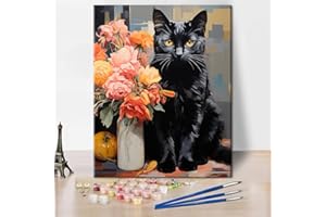TISHIRON Malowanie według liczb, dla dorosłych, styl Matisse, sztuka ścienna, dekorowana, abstrakcyjny kot, "zrób to sam", ręcznie malowany, zestaw do malowania olejnego dla początkujących i