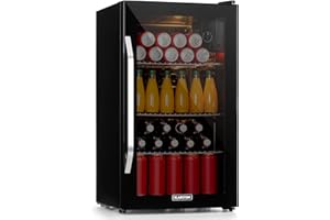KLARSTEIN Mini Frigo de Chambre et Bureau pour Boisson, Silencieux, Refrigerateur Mini Bar 80L, Pour Camping, Étagères Réglables, Ondulés pour le Vin, Cannette, Beer Fridge