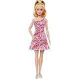 BARBIE Fashionistas Nr. 205 - Puppe mit blondem Pferdeschwanz und süßem Blumenkleid, Plateau-Sandalen und großen Ohrringen, f