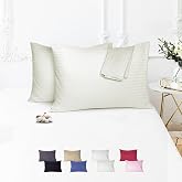 Vionel Home%100 Pamuk &Ccedil;izgili Saten Yastık Kılıfı | 50 x 70 cm 2'li | Paket (Ekru)