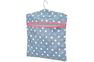 Joalpysm Star Print Peg Bag - Hang on Line, Peg Organisation, Easy Hanging Hook for Storage, Holds up to 50 Pegs, Reusable Clothes Peg Bag for Indoor Outdoor Use, 33 x 30 cm