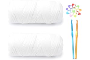 MPEIPILA Fettuccia per Borse, Fettuccia 400gr, Fettuccia per Borse a Uncinetto, Fettuccia Elastica per Pochette, Fettuccia per Cestini,Kit Uncinetto Fettuccia con Uncinetti 5,6 mm e Segnapunti, Crema