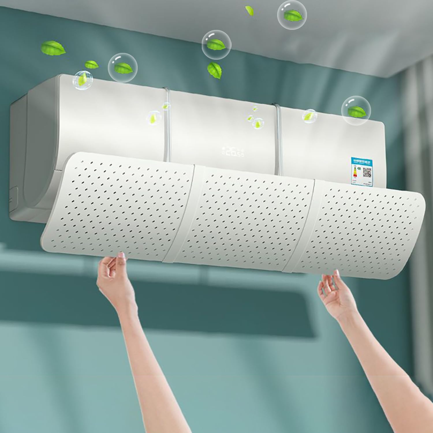 Deflettore per Condizionatore Universale, Portatile Regolabile Parabrezza Deflettore Aria Condizionata Scudo per Condizionatori da Parete per Casa/Ufficio/Camera/Soggiorno (Bianco)