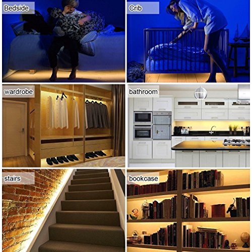 LiZhi Bewegung aktiviert Bett Licht,1.2M Flexible LED Streifenlicht Auto Ein/Aus Bewegungsmelder Nachttischlampe,LED-Lichtleiste - 7