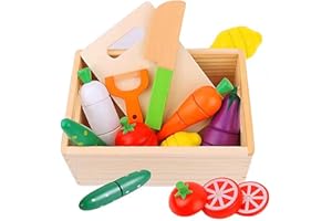 NIWWIN Juega Juguetes de Frutas de Alimentos, Jugadores de Cocina de Madera, Juegos de Jugador de rol Falsos, Juguetes de Corte de Frutas y Vegetales, educación Preescolar Juguete de Juguete Juego