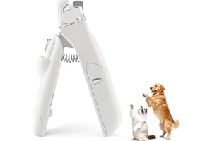 Foydream Lime à Ongles Chien et Chat, Coupe Griffes Chien et Chat pour Animaux de Compagnie avec Lumières LED et Couvercle de Sécurité, pour Petits, Moyens Chiens