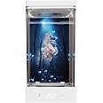 OIKSPY Small Betta Fish Tank 0.37 Gallon Smart Aquarium kit Constant Temperature Setting Between 68-86℉ Fish Tank with LED Light Easy Setup and Maintenance, Perfect Starter Tank Fish Bowl White