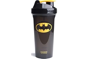 ‎SMARTSHAKE Smartshake Lite Justice League Protein Shaker Bottle 800ml - DC Comics Batman Wasserflasche, Auslaufsicher BPA Frei Gym Shaker Flasche für Proteinshakes und Proteinpulver, Batman Geschenke für Männer