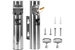 2 Stück Wandaschenbecher aus Edelstahl, runde Aschenbecher für draußen, Terrasse, Restaurant und Hotel mit Schloss