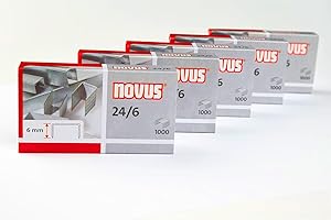 Novus Standardheftklammer 24/6, verzinkt, 1000 Stück pro Packung (5x1000), 6mm, für Papierstapel bis 25 Blatt