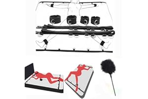 PLEETS Nylon lit Yoga Mains et Pieds Sangles, Anneau Sangle Plumes Noires, idéal pour Les Couples Chambre