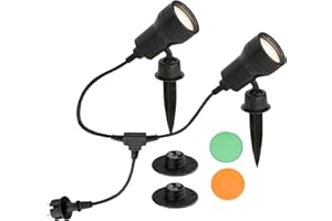 BRILONER - Lámpara de Exterior. GU10, 3 W, Negro, 2 Unidades, IP44, 100 x 195 mm, Focos de Jardín, Lámpara de Jardín