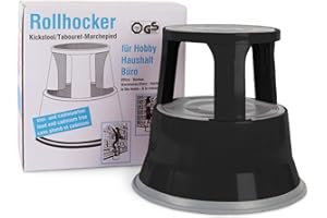 Office Marshal - Homcom - Marchepied Pied éléphant - Marchepied Mobile | Certifié TÜV + GS | Noir