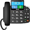 Maxcom MM42D-SE 4G VoLTE - Corded Desk Phone for Office & Home use, Android 12 with Colour Touchscreen 4” Display - Wi-Fi Hotspot - Bluetooth - 3.5mm Jack - RJ45 Port – Black
