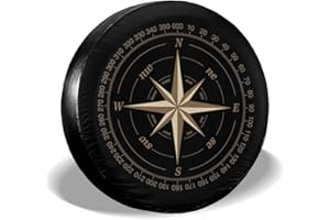 GOSMAO Reserveradabdeckung Compass Rose Schwarz Universal Reserverad Ersatzradabdeckung Für Trailer Rv SUV 14-17IN