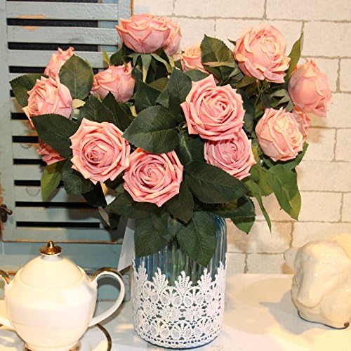 HUAYIFANG Home Decor And Feel Of Short Branches Rose 2-Tea Of Cut Flowers Flowers Flowers Plastic Flowers Light Flesh