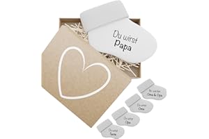 bunnyboo Schwangerschaft verkünden - Babysocken mit verschiedenen Aufdrucken und Geschenkbox (Du wirst Papa)
