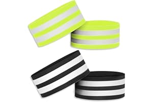 QEEQPF 4 pasy odblaskowe, odblaskowa bransoletka i odblaskowe opaski na nadgarstek w dwóch kolorach, nadające się na zewnątrz do jazdy, biegania, samoprzylepne pasy bezpieczeństwa.