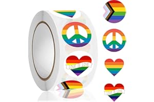 NOJGAC LGBTQ Pride Stickers, 500 PCS Rainbow Stickers, Four Different Shape Gay Stickers Pride Accessories Colourful Party Decor for Pride Month Party LGBTQ Party Parades and Festival Celebrations