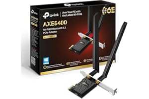 TP-Link Archer TXE72E Adaptateur WiFi 6E PCIe AXE5400 | WiFi 6E | Bluetooth 5.3 | Tri-Bandes 6 GHz/5 GHz/2.4 GHz | 2 antennes Haut Gain | WPA3 | Support à Profil Bas | Compatible Windows 10/11