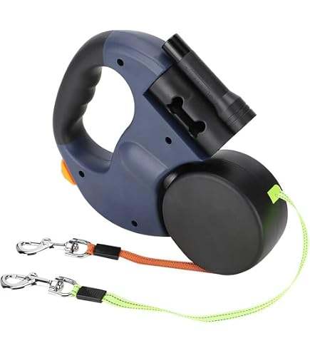 EXPAWLORER Dual Retractable Dog Leash - 16FT Tangle-Free For Two Dogs | Reflective Night Safety
