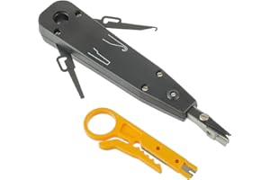 EPLZON LSA Strumento Punch Down Attrezzo Pinza Crimpatrice di Impatto con Mini Spellafili, per Prese di Rete, Attrezzo Inseritore, Pinza Crimpatrice di Impatto, Fissaggio Alimentazione Rete(Nero)