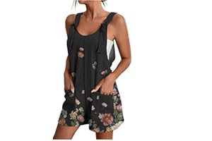 SHITOUJI Jumpsuits Womens Air Essentials Short Dungarees Adjustable Strap Sleeveless Wide Leg Suspender Rompers with Pockets Summer Casual Backless Playsuits for Women UK