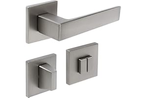 FELGNER Maniglia Garda per per bagno e WC | maniglia per porta moderna e di alta qualità | ferramenta per porta con rosetta | per porte interne e delle camere | Nichel opaco