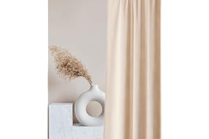 room99 Rideau en Velours avec Passe Tringle Charmy 140 x 260 Largeur x Hauteur, Décoration de fenêtre, Rideau Thermique Isolant Anti Froid et Chaleur pour Salon Crème, 1 pièce