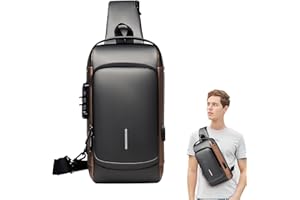 HUDHOWKS Bolso bandolera antirrobo para el pecho, bandolera, negocios, mochila con puerto carga USB, impermeable para viajes, senderismo, mochila hombro multibolsillo