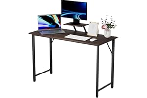 PIPIPOXER Scrivania per Computer 100x50x75cm, Scrivania da Ufficio per Studenti e Lavoratori, Tavolo da Scrivania con Supporto per Schermo, Scrivania, Struttura in Metallo, per Lavoro, Nero+Marron