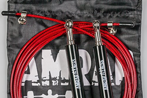 Springseil PROFI mit 3D-Kugellager | Speedrope für Double-Unders mit Drahtseil | Optimal für Fitness, z.B. CrossFit, Boxtraining, WODs, MMA und Speed Rope Skipping durch High Speed Stahlseil - 3