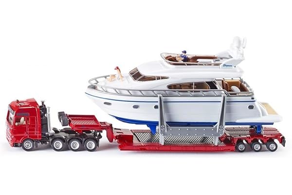 siku 1849, Transporteur de poids lourds avec yacht, 1:87, Métal/Plastique, Multicolore, Pneus caoutchouc