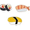 FURE Sushi Enamel Pins - Set of 3 Metal Multicolour Enamel Pins for Men & Women