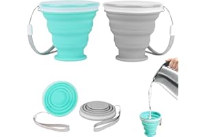 ZFRITP Gobelet Pliable Lot De 2 Avec Couvercle - Tasse Retractable Pour L'eau, Les Jus, Le Camping, L'alpinisme, Les Pique-Niques Et La Plage