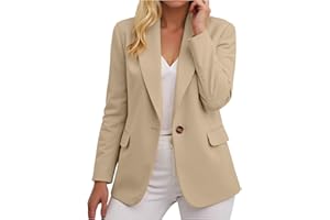 GENERIC Blazers for Women UK,Ladies Blazer Suit Solid Button Suits Coat Elegant 3/4 Sleeve Notch Lapels Collar Jackets Fall Business Work Office Elegant Jackets Open Front Jacket Cardigans Top Outerwear