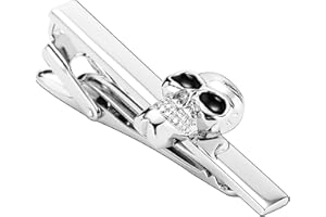 Bishilin Edelstahl Herren Krawattenklammer Manschettenknöpfe Hochzeit Vintage Gothic Schädel Totenkopf Männer Krawattennadel Manschettenknopf Hemd Silber
