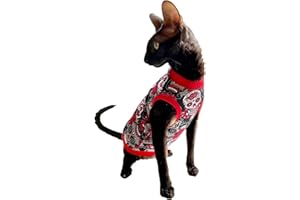 Kotomoda T-shirt Gatto Rosso Sculls per Sphynx e gatti nudi (L)