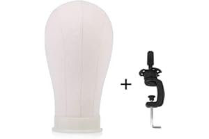 DIOCHE Płócienna głowa peruki, głowa manekina do modelowania peruki, z regulowanym zaciskiem do eksponowania peruki, czapki, czapki lub innego produktu do dekoracji głowy (53 cm)